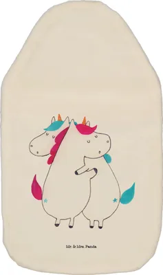 Produktbild von Mr. & Mrs. Panda Wärmflasche Einhörner Umarmen - Weiß - Geschenk, Unicorn, Familie, Einhorn, mit Bezug, Liebe, Wärmflaschen, Freundin, Wärmekissen, naturkautschuk, Sister