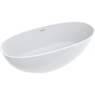 Produktbild von Freistehende Badewanne – Fiore I 180x80 cm aus Mineralwerkstoff, Weiß, ohne Armaturenloch, elegant