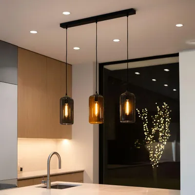 Produktbild von s.luce Cruet Glas Pendelleuchte 3-flammig Hängelampe Hängeleuchte Pendellampe Low (Flach) Rund