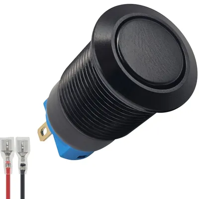 Productafbeelding van ProRide Pulsschakelaar OFF-(ON) - 12V/5A - Inbouw-Ø12mm - Met Aansluitkabel - Zwart