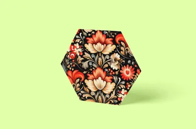 Produktbild von Blumenmuster Hexagon - Foto auf Alu | Größe in cm: 30 x 30