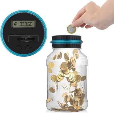 Produktbild von Elektronische Spardose mit LCD Display  1,8 Liter Kinderspardose, Automatischer Münzzähler für Kinder und Erwachsene, Münzeinwurfdose, Münzzähldose