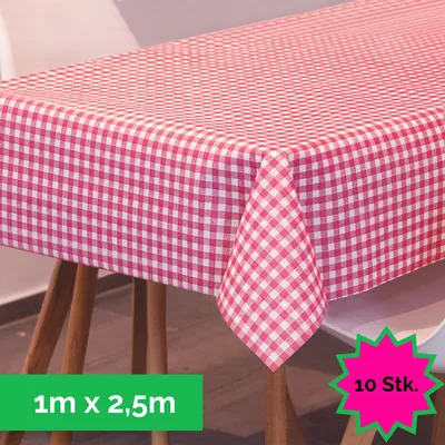 Produktbild von Sensalux Tischdecke, abwaschbar, Vorteilspack, 10 Stück, 1m x 2,5m, Karomuster,