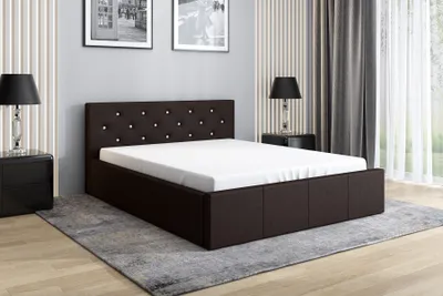 Produktbild von Polsterbett SKIDI 90 x 200 mit Matratze und Bettkasten. Farbe: Schwarz