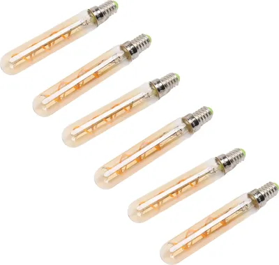 Imagen del producto de 2 bombillas LED E14 de 3W, doradas, tipo tubular, para lámparas colgantes, apliques de pared, lámparas de tubo, lámparas de escritorio, compatibles con voltajes de 220-240V
