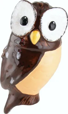 Produktbild von Tangoo Keramik-Vogel Eule dunkelbraun mit schwarz-weißen Akzenten