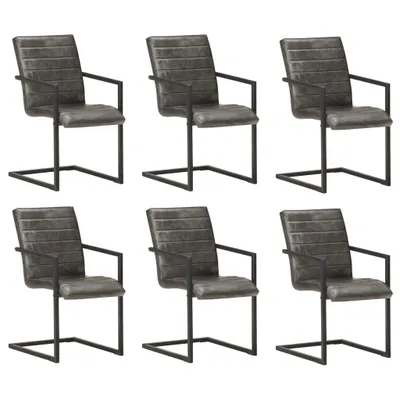 Produktbild von Freischwinger 6 Stk. Grau Echtleder