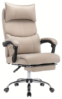 Obrázek produktu pro Ergonomická herní židle a kancelářská židle – nastavitelná výška a bederní opěrka – potažené umělou kůží (PU) – barva khaki