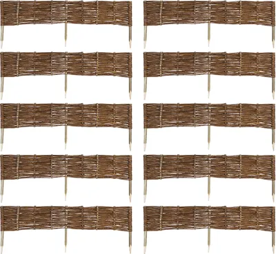 Produktbild von 10 x Beeteinfassung aus Weide 16 Größen ( Länge: 120 cm Höhe: 20 cm ) Weidenzaun Rasenkante Beetbegrenzung Steckzaun imprägniert mit Buchepflöcken für leichtes Einsetzen Palisade