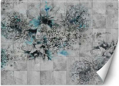 Produktbild von Vlies fototapete Aquarellblumen auf grauem Hintergrund 100x70 cm Feeby Grau inkl. Kleber einfache Montage