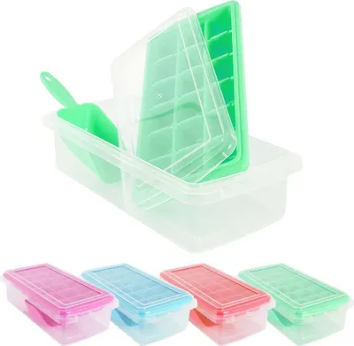 Produktbild von Excellent Houseware Eiswürfelform Eiswürfelbehälter Eiswürfelbereiter mit Behälter und Schaufel 18 Eiswürfel