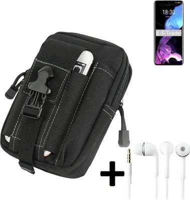 Produktbild von K-S-Trade Gürteltache + Kopfhörer kompatibel mit Meizu 18 Gürtel Tasche Holster Schutz Hülle Handy Hülle  schwarz inkl. Extrafächer