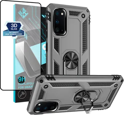 Produktbild von Armor Outdoor Handyhülle für Samsung Galaxy S20 Handy Panzer Case Schutzhülle mit 9H Displayglas Displayschutz Farbe: Silber