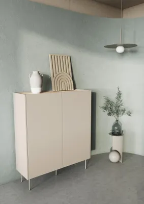 Obrázok produktu pre Komoda so skrytými zásuvkami priestranná skriňa 120 cm dub + kašmírový mat