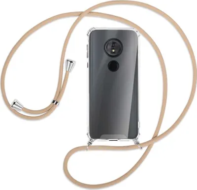 Produktbild von Handykette Backcover-Schutzhülle mit Band (Metall silberfarben) für Motorola Moto E5 / G6 Play - beige