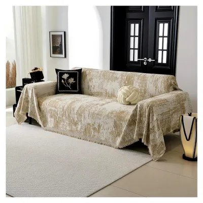 Produktbild von Sofaüberwurf Sofaschutz für Katzen - Jacquard Sofabezug für 3-Sitzer Ecksofa, Sofadecken für Sitzfläche, Sofa Cover L-Form, haustierfreundlicher Sofaüberzug, 230 x 300 cm, Khaki