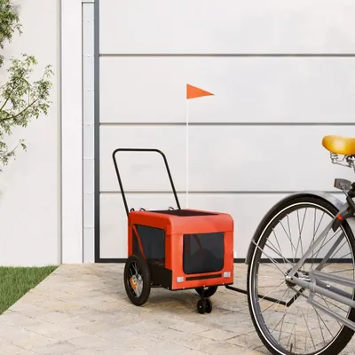 Immagine prodotto di Maison Exclusive - Rimorchio per bicicletta, adatto anche per cani, nei colori arancione e nero. Realizzato in tessuto Oxford e ferro