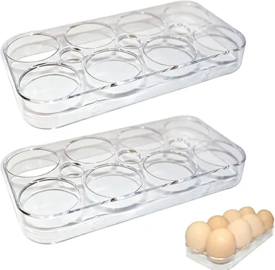 Obrázok produktu pre Držiak na vajcia 16 vajec, 2 kusy, priehľadný plast, do chladničky