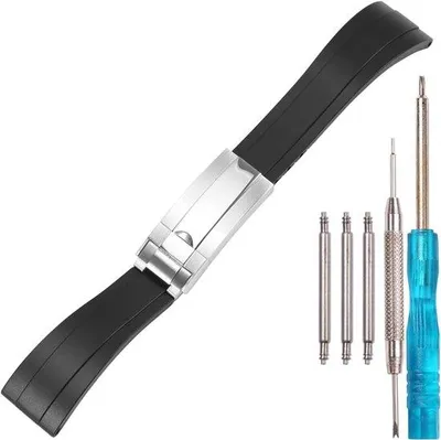 Productafbeelding van Rubberen horlogeband 20mm - silicone vervangband - met deployment sluiting - geschikt voor Rolex modellen