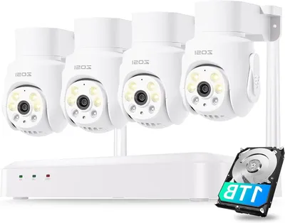 Zdjęcie produktu dla Zestaw kamer monitoringu – rozdzielczość 5MP, 3K – obracana kamera (360° w poziomie i pionie) z kolorowym widokiem nocnym i Wi-Fi 6