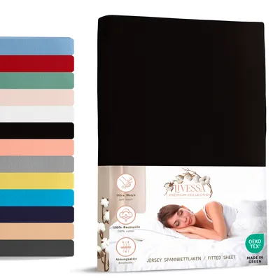 Produktbild von Jersey Spannbettlaken 120x200 cm 100% Baumwolle Schwarz