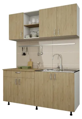 Produktbild von Küchenzeile Roma, Naturholz/Weiß, L 160 cm
