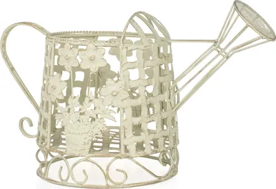 Produktbild von Moritz Deko Pflanzkorb Gießkanne weiß Blumentopf Übertopf Indoor Outdoor Pflanztopf für Garten Terasse zum Hängen Korb Pflanzgefäß