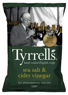 Produktbild von Tyrrells Handcooked Sea Salt und Cider Vinegar Chips vegan 150g