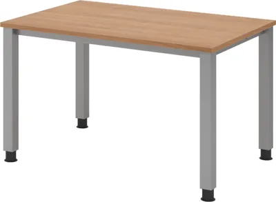 Produktbild von bümö Schreibtisch Serie-Q - Gestell: Silber, Größe:  120 x 80 cm, Nachbildung: Nussbaum