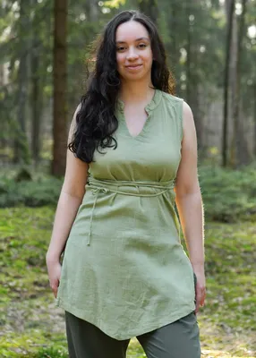 Produktbild von Mittelalter Tunika Damen gewaschenes Grün ärmellos "Nimith" S