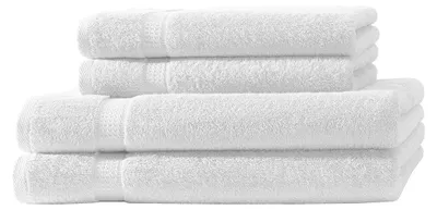Produktbild von 4er Set Frottee 2x Handtücher 2x Duschtücher Elegance 100% Baumwolle 500 gsm 50x100 cm 70x140 cm weiß