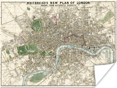 Produktbild von MuchoWow® Poster Stadtplan - London - Vintage 80x60 cm - Kunst für zu Hause