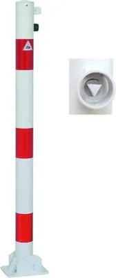 Produktbild von Absperrfosten aus Stahlrohr Ø 60 mm, umlegbar, mit Dreikantverschluss, zum Einbetonieren feuerverzinkt