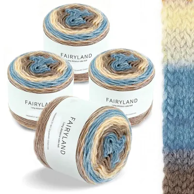 Image de Fil à dégradé de couleurs, 400g (4 pelotes de 100g), laine marron, très douce, idéale pour le crochet et le tricot