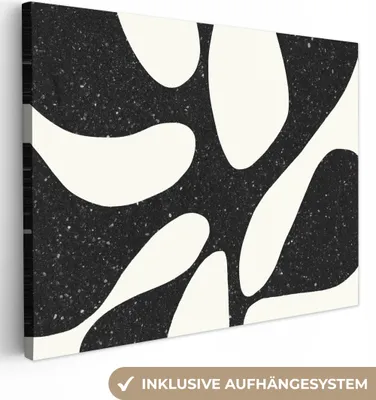 Produktbild von MuchoWow® - Leinwandbilder - Pflanze - Schwarz - Minimalismus, Wandbild, Wanddeko Bilder Wohnzimmer, 80x60 cm