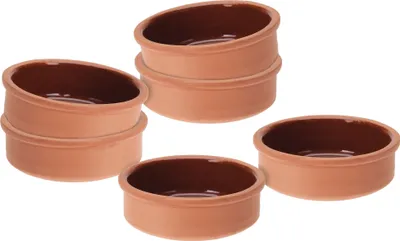 Produktbild von Tapas Schalen aus Ton 250 ml - 6er Set - Feuerfeste Auflaufform innen glasiert - Traditionelle Tonschale Dessert Dip Snack Schälchen Tapasschale ofenfest und spülmaschinengeeignet