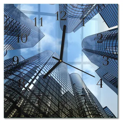 Produktbild von Tulup Glasuhr Wanduhr Küchenuhr Echt-Glas 30x30 cm Modern Dekorativ Geräuschlos Schwarzen Zeigern - Glasgebäude