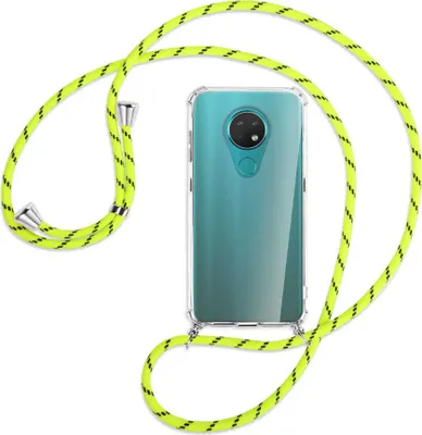 Produktbild von Handykette Backcover-Schutzhülle mit Band (Metall silberfarben) für Nokia 6.2 / 7.2 - neongelb