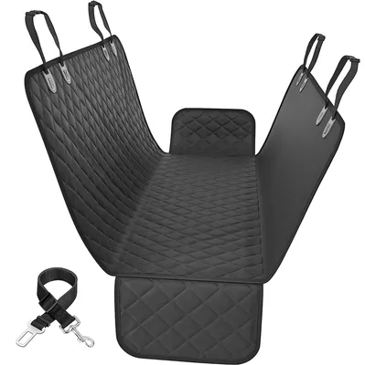Immagine prodotto di Strex Coperta per Cani Auto Sedile Posteriore e Bagagliaio - 137 x 147 CM - Copertura Protettiva - Telo per Cani - Coperta per Cani Auto Sedile Posteriore - Incl. Guinzaglio per Cani e Borsa Portaoggetti - NERO