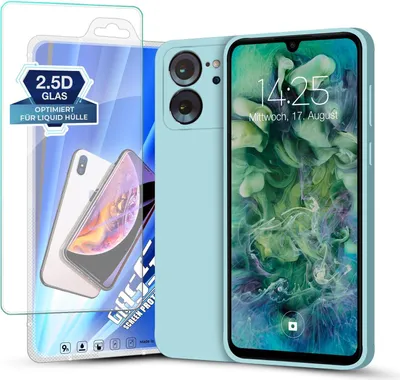 Produktbild von Hülle für Xiaomi 13T / Xiaomi 13T Pro mit 9H Displayglas Displayschutz Plus Case Cover Bumper Silikon Softgrip Schutzhülle Farbe: Hellblau