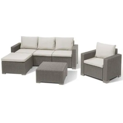 Image de Meuble de jardin - en rotin tressé - résine d'imitation - Allibert de Keter - 5 personnes - Moorea - Cappuccino