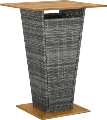 Produktbild von Bartisch Grau 80x80x110 cm Poly Rattan und Massivholz Akazie
