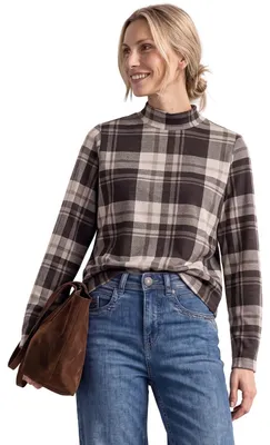Productafbeelding van Street One dameslangarmshirt met turtleneck en ruitpatroon