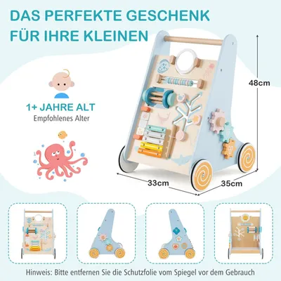 Obrázek produktu pro Dřevěné chodítko s kolečky - Montessori vzdělávací hračka