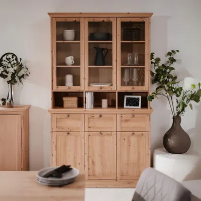 Immagine prodotto di Credenza con vetrina Timber54A 120x40x200H Il fascino del legno naturale nella tua casa