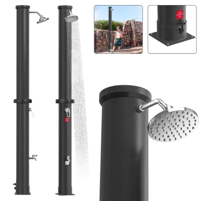 Produktbild von LZQ Gartendusche Solar Aussendusche 35 Liter Solardusche Warmes Wasser max. 60°C, Außendusche Pooldusche mit Duschkopf Für handelsübliche Gartenschläuche geeignet, Schwarz