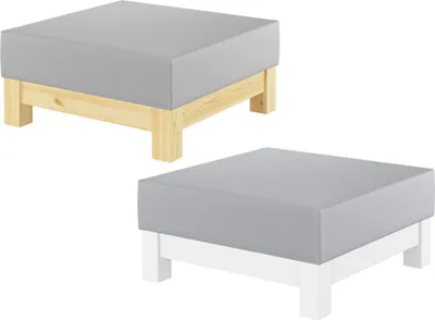 Produktbild von Gemütlicher gepolsterter Hocker für Schlaf- und Wohnzimmer in wählbarer Farbe V-90.71-43Kiefer weiß