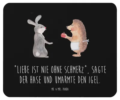 Produktbild von Mr. & Mrs. Panda Mouse Pad Hase Igel - Schwarz - Geschenk, mousematte, Mauspad, Herzschmerz, computermatte, Trösten, Liebe Spruch, und, Mousepad, Lustige Sprüche, laptop