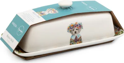 Zdjęcie produktu dla Maselniczka Tipperley Hill Puppy szczeniak z wieńcem kwiatowym porcelana Creative Tops