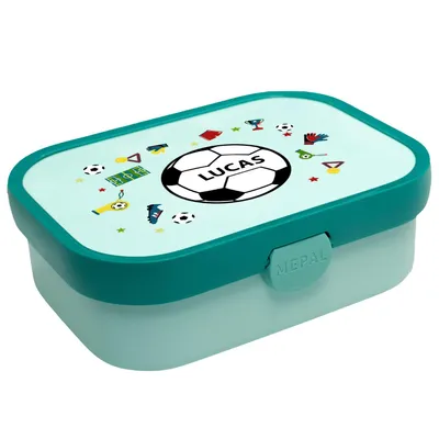 Produktbild von Personalisierte Brotdose mit Namen Football Große und praktische Brotdose für Kinder Wunderschöne Lunchbox für Mädchen und Jungen mit verschiedenen Motiven Fußball Fußballplatz [087]